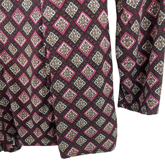 Lucca Urban brown zip front diamond printed long sleeve romper extra small - Picture 6 of 12